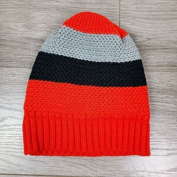 Oshkosh Boy's Orange Black & Gray Stripe Knit Toque Winter Hat Medium - Picture 3 of 7
